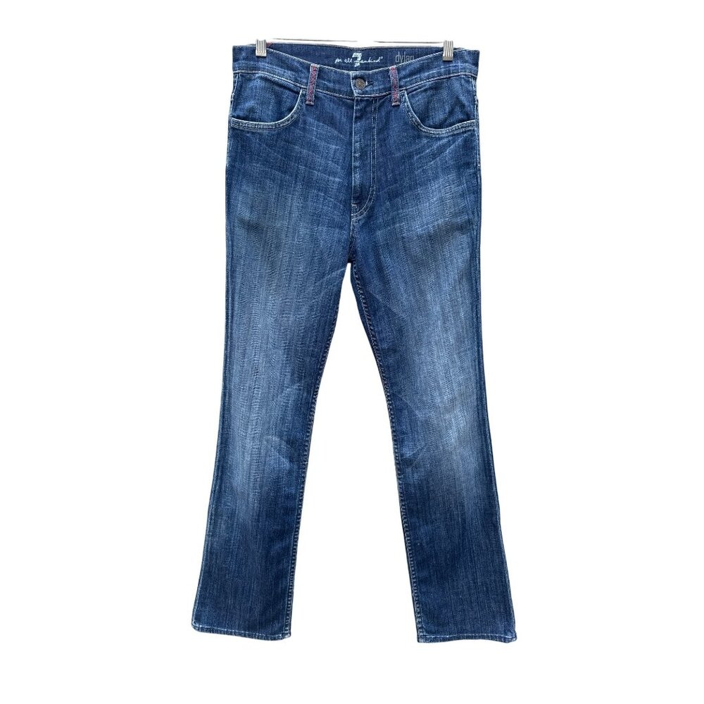 7 For All‎ Mankind Dylan Mens Medium Wash Bootcut Jeans 29X30 Cotton Blend Denim